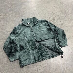Vintage Ocean East Tree Pattern Zip-Up Sweater Men's Size Large
